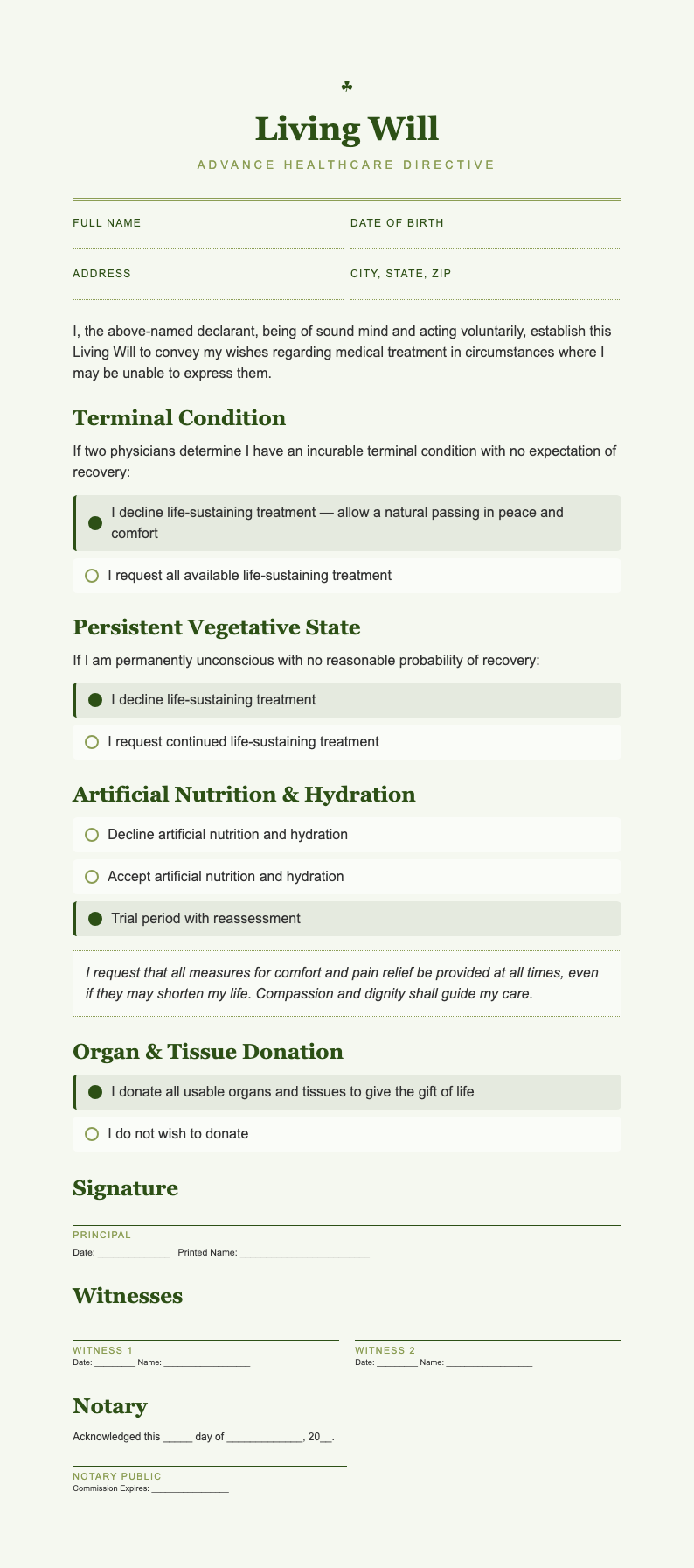 Botanical Nature living will